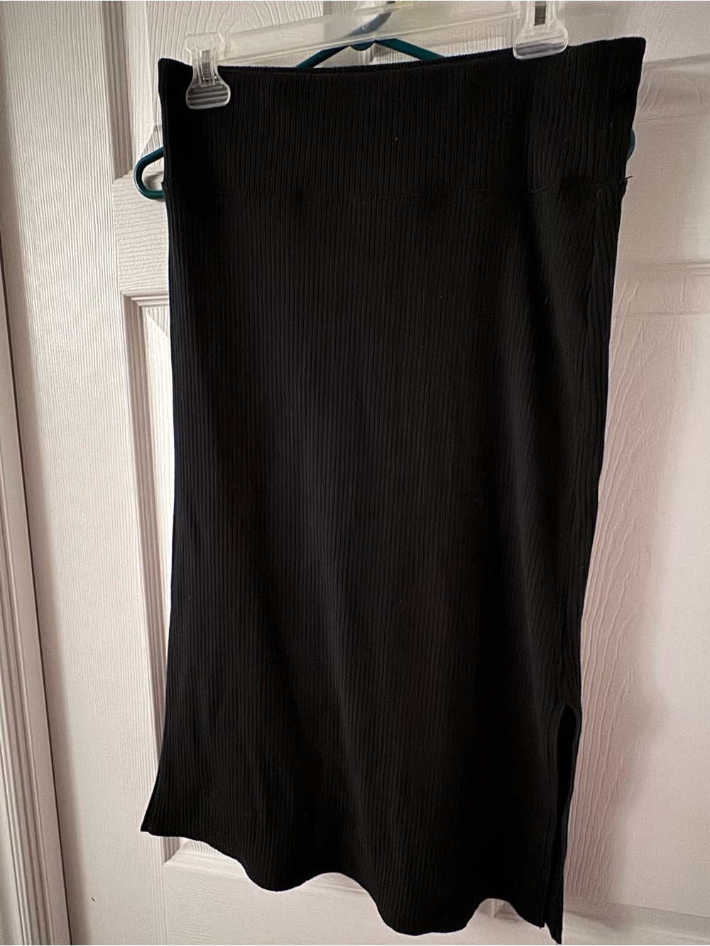 aerie Black Ribbed Midi Skirt